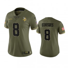 Camiseta Mujer NFL Minnesota Vikings Kirk Cousins 8 Olive 2022 Salute To Service Limited